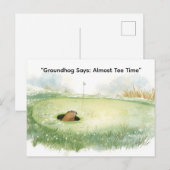 Groundhog Day Golfer Winter Golf Holiday シーズンポストカード (正面/裏面)