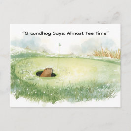Groundhog Day Golfer Winter Golf Holiday シーズンポストカード
