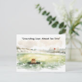 Groundhog Day Golfer Winter Golf Holiday シーズンポストカード (スタンド正面)