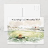 Groundhog Day Golfer Winter Golf Holiday シーズンポストカード (正面/裏面)