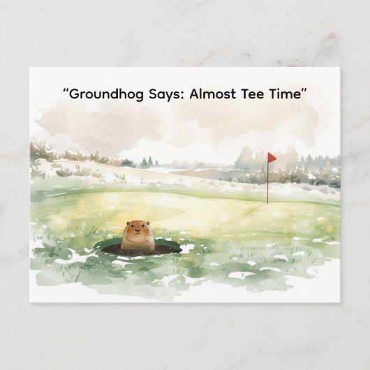 Groundhog Day Golfer Winter Golf Holiday シーズンポストカード (正面)