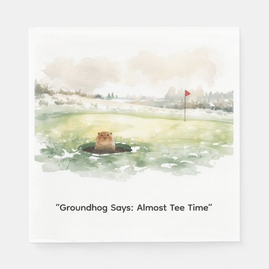 Groundhog Day Golfer Winter Golf Holiday スタンダードランチョンナプキン (正面)