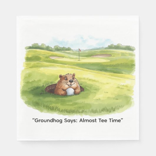 Groundhog Day Golfer Winter Golf Holiday スタンダードランチョンナプキン (正面)
