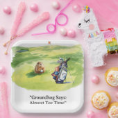 Groundhog Day Golfer Winter Golf Holiday ペーパープレート (パーティー)