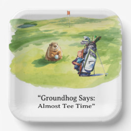 Groundhog Day Golfer Winter Golf Holiday ペーパープレート