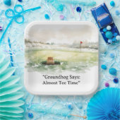 Groundhog Day Golfer Winter Golf Holiday ペーパープレート (パーティー)