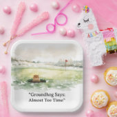 Groundhog Day Golfer Winter Golf Holiday ペーパープレート (パーティー)