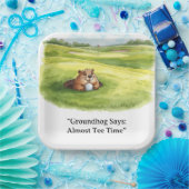 Groundhog Day Golfer Winter Golf Holiday ペーパープレート (パーティー)