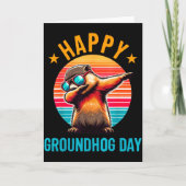 Groundhog Day Happy Dabbing Ground Hog Kids Funny カード (正面)