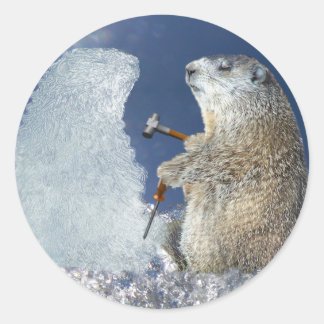 Groundhog Day Ice Sculpture ラウンドシール