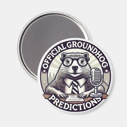 Groundhog Day Predictions - Marmotte Météo マグネット (正面/裏面)