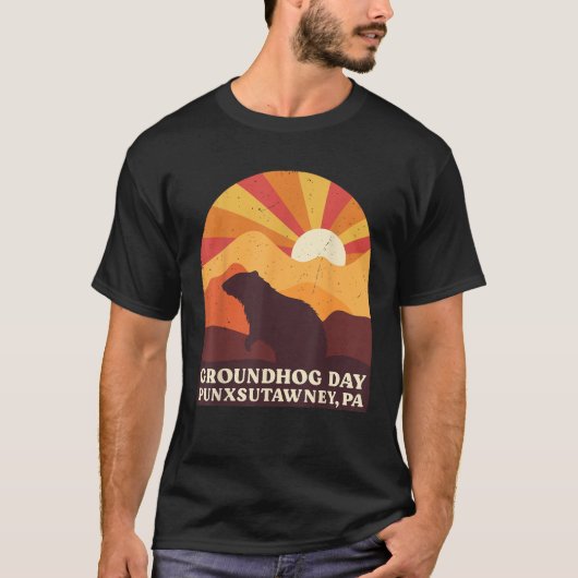 Groundhog Day Punxsutawney PA Men Women Retro Vint Tシャツ (正面)