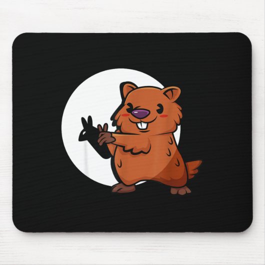 Groundhog Day Shadow Puppet Cute Rodent Costume Fu マウスパッド (正面)