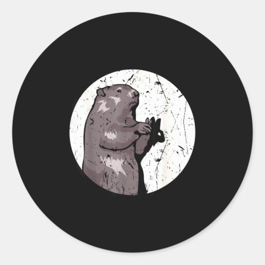 Groundhog Day Shadow Puppet Cute Rodent Costume Fu ラウンドシール (正面)