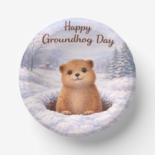 Groundhog Day-themed paper plates ペーパーボウル (正面)