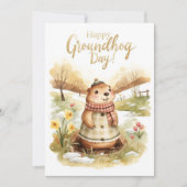 Groundhog day watercolor シーズンカード (正面)