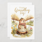 Groundhog day watercolor シーズンカード (正面/裏面)