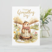 Groundhog day watercolor シーズンカード (スタンド正面)