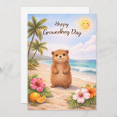 Groundhog day watercolor シーズンカード (正面/裏面)