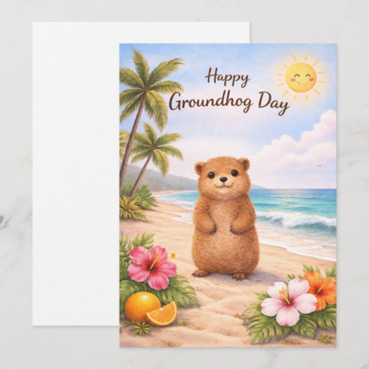 Groundhog day watercolor シーズンカード (正面/裏面)