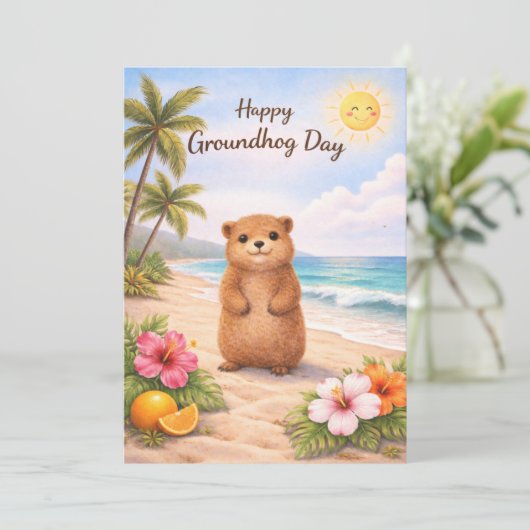 Groundhog day watercolor シーズンカード (スタンド正面)