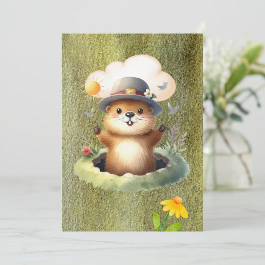 Groundhog day watercolor シーズンカード (スタンド正面)