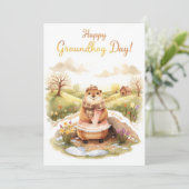 Groundhog day watercolor シーズンカード (スタンド正面)