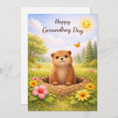 Groundhog day watercolor シーズンカード (正面/裏面)