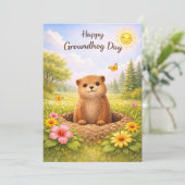 Groundhog day watercolor シーズンカード (スタンド正面)