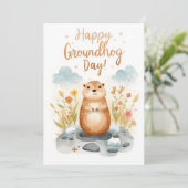 Groundhog day watercolor シーズンカード (スタンド正面)