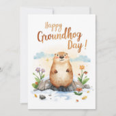 Groundhog day watercolor シーズンカード (正面)