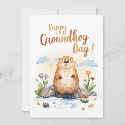 Groundhog day watercolor シーズンカード (正面)