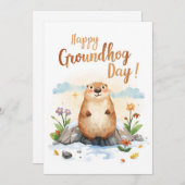 Groundhog day watercolor シーズンカード (正面/裏面)