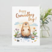 Groundhog day watercolor シーズンカード (スタンド正面)