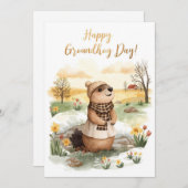 Groundhog day watercolor シーズンカード (正面/裏面)