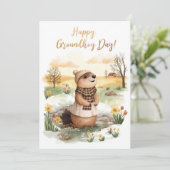 Groundhog day watercolor シーズンカード (スタンド正面)