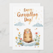 Groundhog day watercolor シーズンカード (正面/裏面)