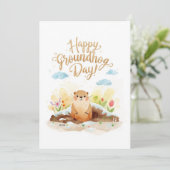 Groundhog day watercolor シーズンカード (スタンド正面)