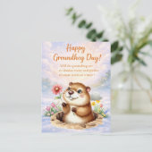 Groundhog Day watercolor  シーズンポストカード (スタンド正面)