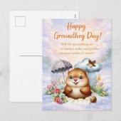 Groundhog Day watercolor  シーズンポストカード (正面/裏面)