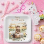 Groundhog day watercolor ペーパープレート (パーティー)