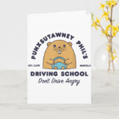 Groundhog Driving School Funny Men Women Retro Rod カード (黄色い花)