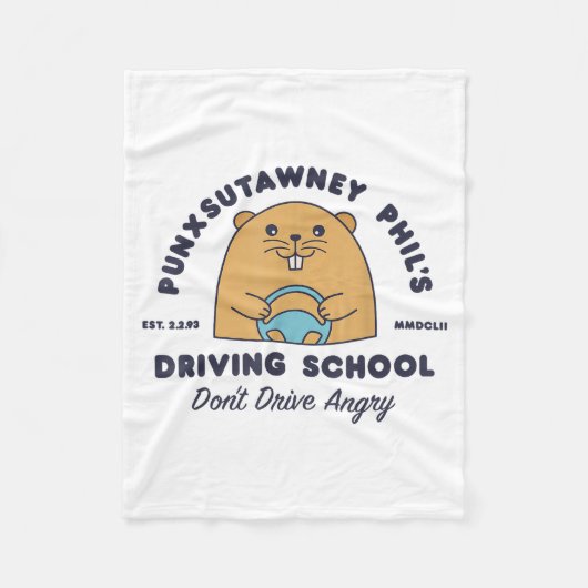 Groundhog Driving School Funny Men Women Retro Rod フリースブランケット (正面)