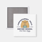 Groundhog Driving School Funny Men Women Retro Rod マグネット (正面/裏面)