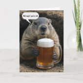 Groundhog Getting Old Birthday With Beer Mug  カード (正面)
