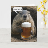 Groundhog Getting Old Birthday With Beer Mug  カード (黄色い花)