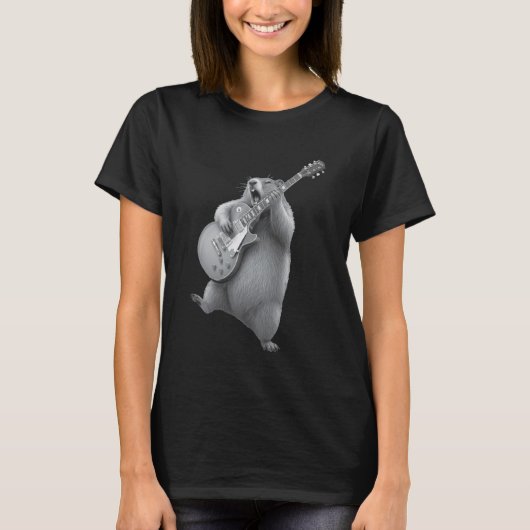 Groundhog Playing Guitar Rock Happy Groundhog Day  Tシャツ (正面)