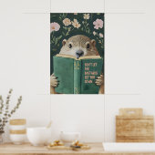 Groundhog Reading Motivational Book Art Print ポスター (キッチン)