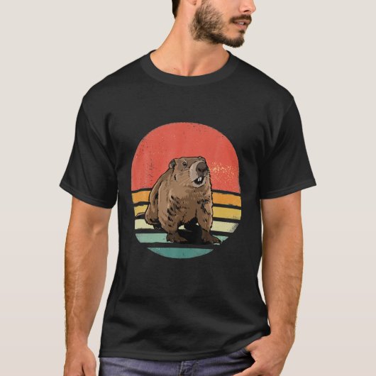 Groundhog Retro - Funny Woodchuck Groundhog Day Tシャツ (正面)