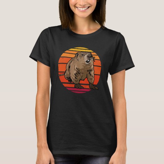 Groundhog Retro Woodchuck Groundhog Day Tシャツ (正面)